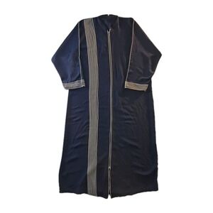 Vintage Navy Blue With White Striped Zip Frint Kaftan- Size XXL